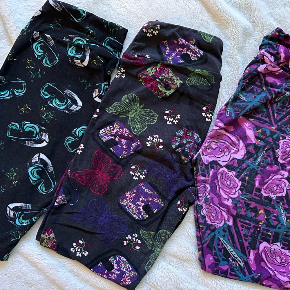 Gently Used LuLaRoe OS Leggings Lot of 3